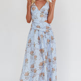 First Dates Waist Cut-Out Maxi Dress Floral Blue