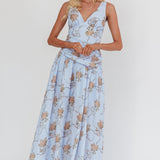 First Dates Waist Cut-Out Maxi Dress Floral Blue