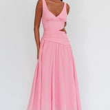 First Dates Waist Cut-Out Maxi Dress Pink