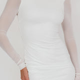 Lustre Open Back Mesh Maxi Dress White