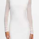 Lustre Long Sleeve Open Back Maxi Dress White