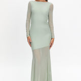 Lustre Long Sleeve Open Back Maxi Dress Sage