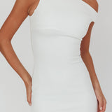 Lights On One-Shoulder Ruffle Hem Maxi Dress White
