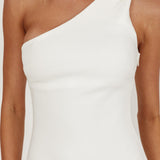 Lights On One-Shoulder Split Ruffle Hem Maxi Dress White