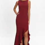 Lights On Asymmetric Hem Maxi Dress Wine