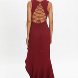 Lights On Asymmetric Hem Maxi Dress Wine