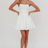 Loveless Strapless Flared Mini Dress Off White