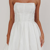 Loveless Strapless Flared Mini Dress Off White