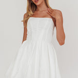 Loveless Strapless Flared Mini Dress Off White