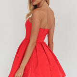 Loveless Strapless Flared Mini Dress Red