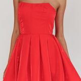 Loveless Strapless Flared Mini Dress Red