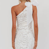 Camil One Shoulder Bow Mini Dress White