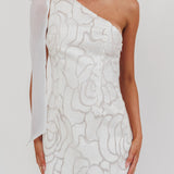 Camil One Shoulder Bow Mini Dress White