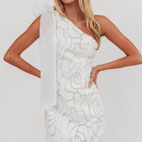 Camil One Shoulder Bow Mini Dress White