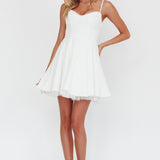Scully Frill Trim A-Line Mini Dress White