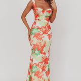 Odelia Sweetheart Mermaid Maxi Dress Print Red