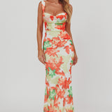 Odelia Sweetheart Mermaid Maxi Dress Print Red