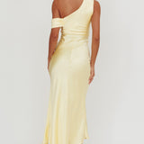 Floret Asymmetric Neckline Midi Dress Butter