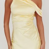 Floret Asymmetric Neckline Midi Dress Butter