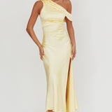 Floret Asymmetric Neckline Midi Dress Butter