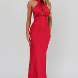Honeymoon Crossover Halterneck Maxi Dress Wine