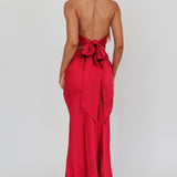 Honeymoon Crossover Halterneck Maxi Dress Wine