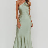 Emmaline One-Shoulder Open Back Maxi Dress Sage