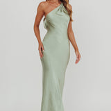 Emmaline One-Shoulder Open Back Maxi Dress Sage
