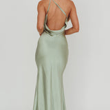 Emmaline One-Shoulder Open Back Maxi Dress Sage