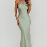 Emmaline One-Shoulder Open Back Maxi Dress Sage