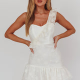 Minka One-Shoulder Ruffle Mini Dress Off White