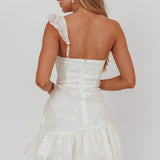 Minka One-Shoulder Ruffle Mini Dress Off White