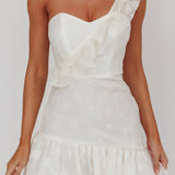 Minka One-Shoulder Ruffle Mini Dress Off White