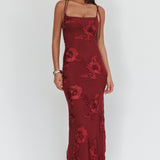 Kaela Tied Shoulder Maxi Dress Embellished Wine