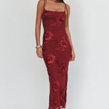 Kaela Tied Shoulder Maxi Dress Embellished Wine