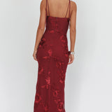 Kaela Tied Shoulder Maxi Dress Embellished Wine