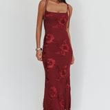 Kaela Tied Shoulder Maxi Dress Embellished Wine