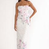 Kaela Crochet Overlay Maxi Dress Floral Pink