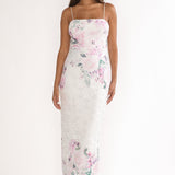 Kaela Crochet Overlay Maxi Dress Floral Pink