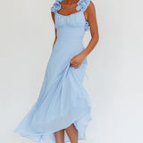Eloquent Lace-Up Back Maxi Dress Blue