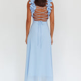 Eloquent Lace-Up Back Maxi Dress Blue