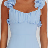 Eloquent Lace-Up Back Maxi Dress Blue