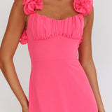 Eloquent Lace-Up Back Maxi Dress Hot Pink