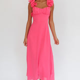 Eloquent Lace-Up Back Maxi Dress Hot Pink