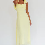 Eloquent Lace-Up Back Maxi Dress Yellow