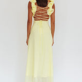 Eloquent Lace-Up Back Maxi Dress Yellow