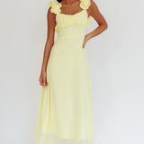 Eloquent Lace-Up Back Maxi Dress Yellow