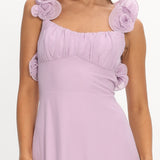 Eloquent Lace-Up Back Maxi Dress Lilac