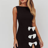Ascott Bow Slit Mini Dress Black