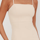 Tomie Tulle Hem Maxi Dress Beige Combo